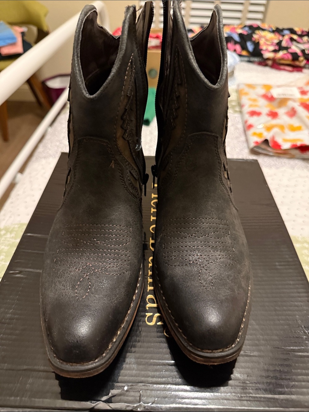 Pierre Dumas Black Western-Inspired Ankle Booties
